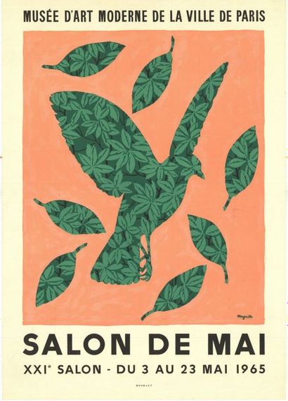 René MAGRITTE - 1965 Salon de mai - Affiche française roulée en bon état - taches...