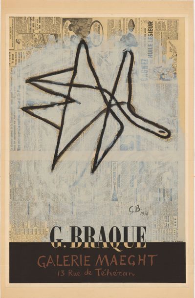George BRAQUE Galerie Maeght - Affiche française roulée en très bon état - 47,9x61,8...