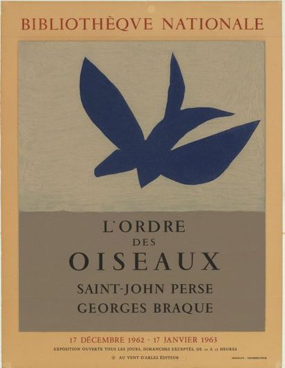 George BRAQUE L’ordre des oiseaux - Affiche française roulée - trous de punaise -...