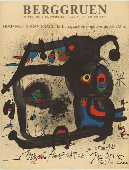 Joan MIRO Hommage a Joan Prats - Affiche française roulée - pliures - 75x58 cm -...