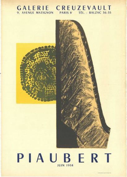 PIAUBERT - 1958 Galerie Creuzevault - Affiche française roulée - Bon état - 68,2x48,2cm...