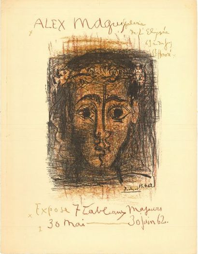Pablo PICASSO - 1962 Alex Magués - Galerie de l'Elysée - 7 Tableaux majeurs. Affiche...