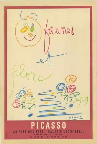 Pablo PICASSO - 1960 Faunes et Flores - Galerie Lucie Weill. Lithographie, Imprimerie...