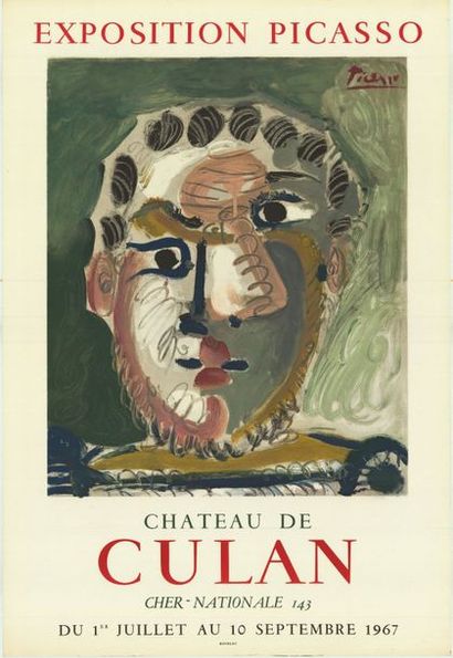 Pablo PICASSO - 1967 Exposition Picasso - Château de Culan. Affiche roulée en très...