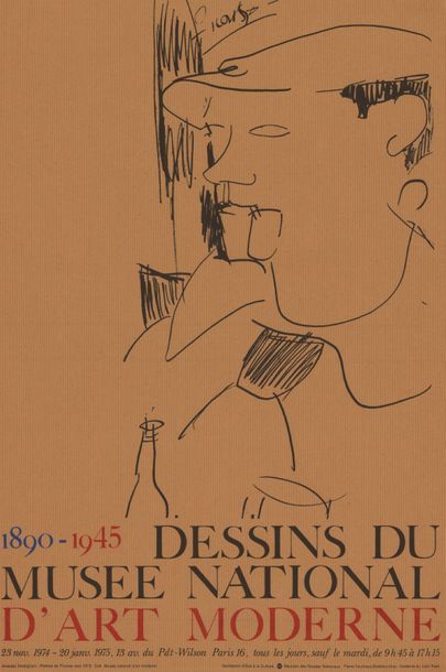 Pablo PICASSO - 1974 Dessins du Musée National d'Art Moderne. Affiche roulée en très...