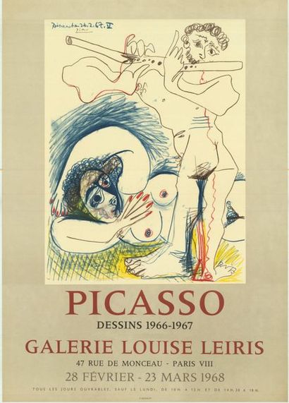 Pablo PICASSO - 1968 Dessins 1966-1967 - Galerie Louise Leiris. Affiche roulée en...