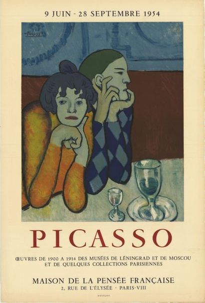 Pablo PICASSO - 1954 Œuvres de 1900 à 1914 - Maison de la Pensée Française. Lithographie,...