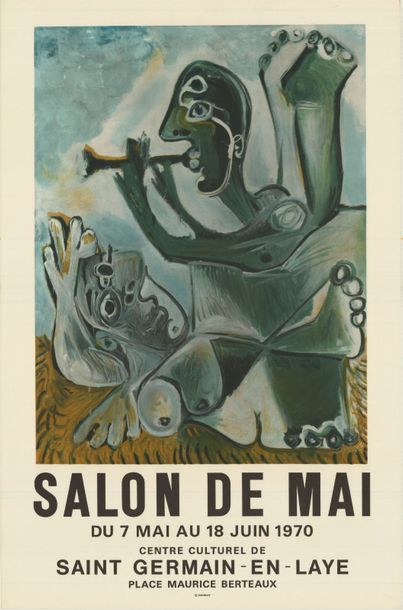 Pablo PICASSO - 1970 Salon de Mai - Saint Germain en Laye. Affiche roulée en très...