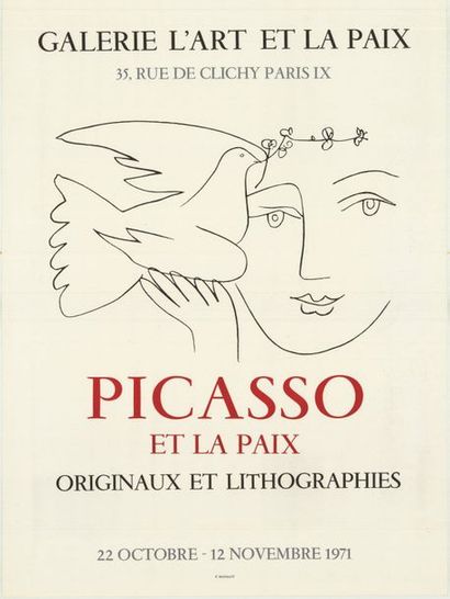 Pablo PICASSO - 1971 Picasso et La Paix. Originaux et lithographies. Lithographie,...