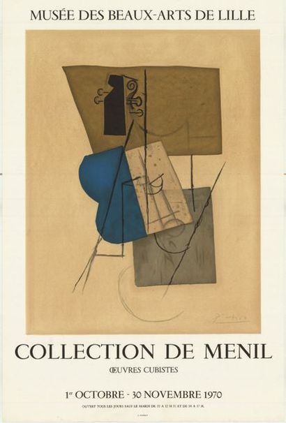 Pablo PICASSO - 1970 Collection de Menil - Œuvres Cubistes - Lille. Lithographie,...