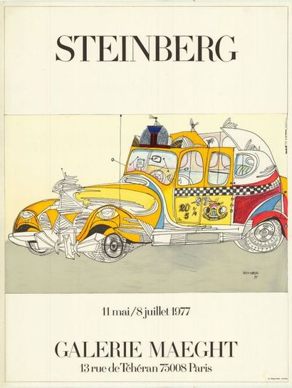STEINBERG - 1948 Galerie Maeght - Affiche française roulée - déchirure coté gauche-...