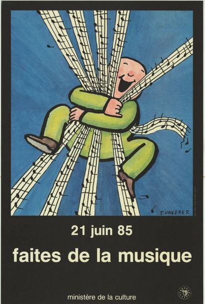 Toni UNGERER - 1985 21 juin 85 - Faites de la musique - Affiche française roulée...