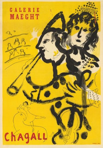 Marc CHAGALL - 1957 Galerie Maeght - Lithographie, Imprimerie Mourlot. Affiche roulée...