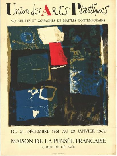 CLAVE - 1962 Union des arts plastiques - Affiche française roulée - taches - déchirure...