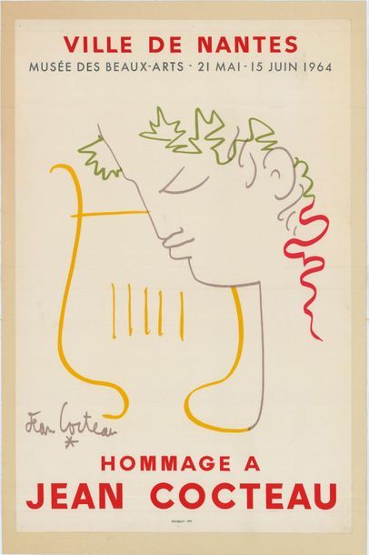 Jean COCTEAU - 1964 Hommage à Jean Cocteau - Ville de Nantes. Lithographie, Imprimerie...