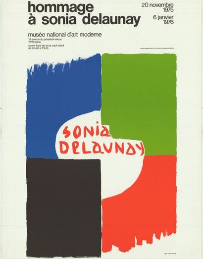 Sonia DELAUNAY - 1976 Hommage à Sonia Delaunay - Affiche française roulée en bon...