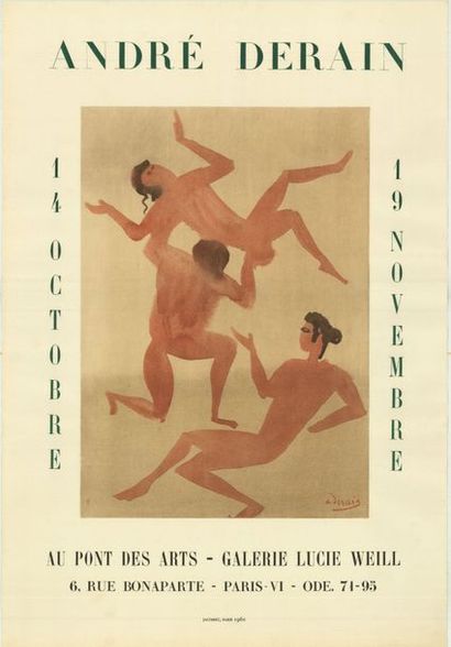 André DERAIN - 1963 Ballets - Affiche française roulée - 2 trous de punaise - froissures...