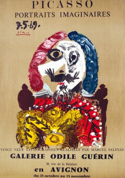 Picasso Portraits Immaginaires 1971 Galerie Odile Guerin en Avignon Aff. E. B.E....