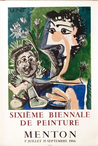 Picasso Menton 1965 Sixième Biennale de Peinture. 1966. Mourlot Aff. E. B.E. B +...