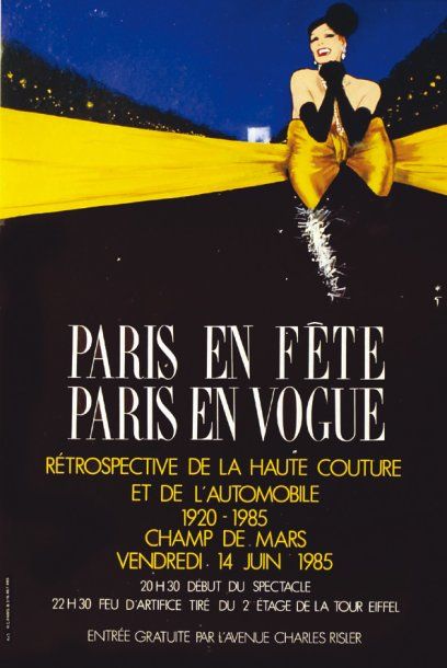 GRUAU RENE Paris en Fête et en Vogue Retrospective de la Haute Couture 14 Juin 1985...