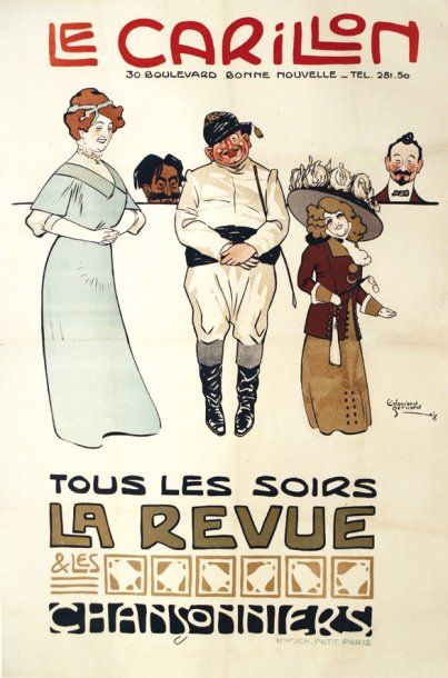 BERNARD EDOUARD Le Carillon 1908 La Revue et les chansonniers. Ch. Petit Paris Aff....