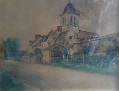 null Émile AURECHE (XIX-XX)

Village et clocher 

Aquarelle, signée en bas à droite

20...