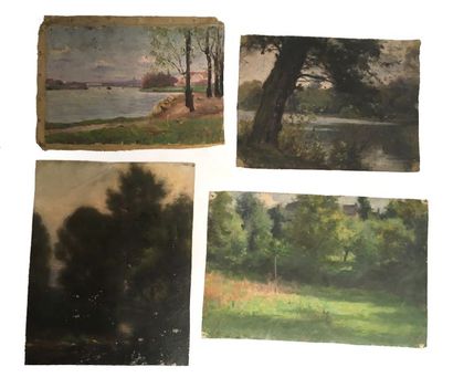null Jules-Cyrille Cavé (1859-c.1940)

14 études de sous-bois, paysage lacustre,...