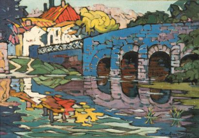 Raoul Van MALDERE (1875-1947) Pont sur la Blaise, circa 1920
Huile sur toile
Signée...