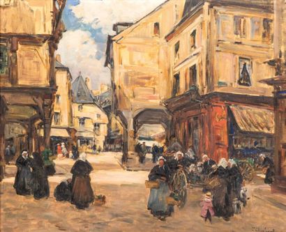 Fernand LEGOUT GERARD (1856-1924) Vieille rue à Dinan
Huile sur toile
Signée en bas...