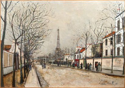 Maurice UTRILLO (1883-1955) Avenue de Versailles et la tour Eiffel Huile sur toile...