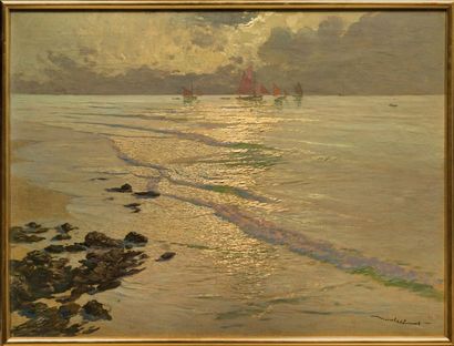 Marcel CLÉMENT (1873-?) Petites vagues au soleil
Huile sur toile signée en bas à...