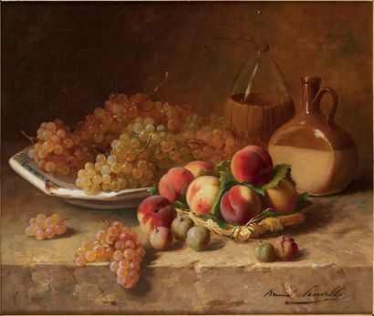 Alfred Arthur BRUNEL DE NEUVILLE (1852-1941) Nature morte en automne
Huile sur toile...