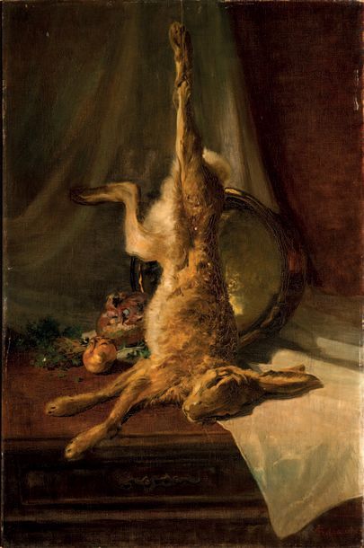 Charles LACOUR (1861-1901) Nature morte au lapin
Huile sur toile signée en bas à...