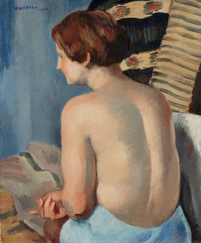 Charles KVAPIL (1884-1957) Nue de dos, 1939
Huile sur toile signée en haut à gauche,...
