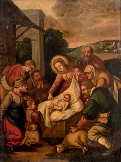 Ecole ANVERSOISE vers 1640 La Nativité
Cuivre
34,5 x 27 cm