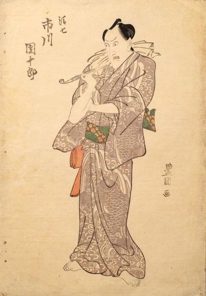 UTAGAWA TOYOKUNI I (1769-1825) et UTAGAWA TOYOKUNI II (1777-1835) Six oban tate-e...