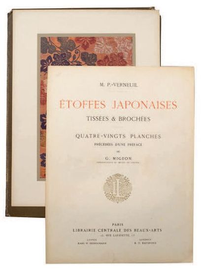 Verneuil (M. P.) Etoffes japonaises tissées et brochées. Quatre-vingt planches précédées...