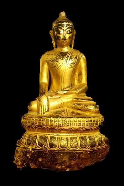 BIRMANIE - CAMBODGE - LAOS - SIAM - VIÊTNAM Statuette de Bouddha en position « Bhûmisparsha-mudra...