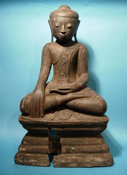 BIRMANIE - CAMBODGE - LAOS - SIAM - VIÊTNAM Statuette de Bouddha en position de prise...