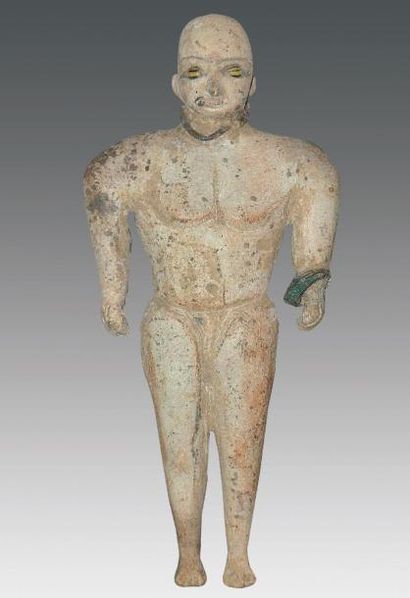 MEHRGARH (3000 av. J.C.) Statuette d'homme à tête chauve portant un bracelet et un...