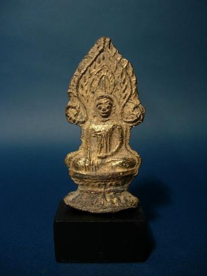 BIRMANIE - CAMBODGE - LAOS - SIAM - VIÊTNAM Plaquette votive représentant Bouddha...
