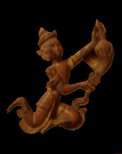 BIRMANIE - CAMBODGE - LAOS - SIAM - VIÊTNAM Figurine de Nhât. En bois laqué à traces...