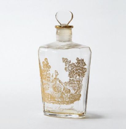 HOUBIGANT « Parfum d'Argeville » Flacon en cristal décoré d'une scène champêtre couleur...