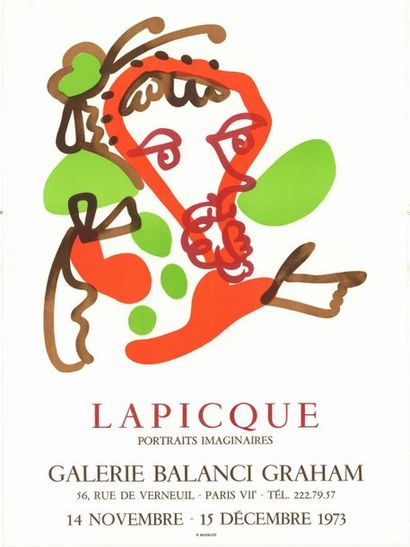 Charles LAPICQUE - 1973 - 2 affiches Portraits imaginaires - Affiche française roulée...