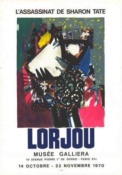 Bernard LORJOU - 1970 L’assassinat de Sharon Tate - Affiche française roulée - Pliures...
