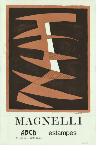 René MAGNELLI - 1975 - 2 affiches Estampes . Affiche française imprimée en lithographie,...