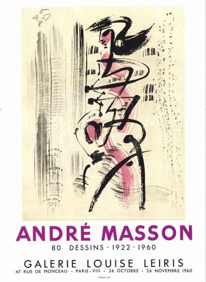 André MASSON - 3 affiches 1962 - Peintures 1960/1961 - Affiche française roulée en...