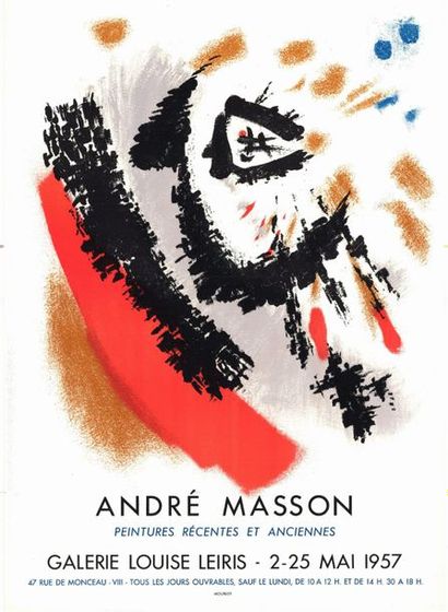 André MASSON - 3 affiches 1962 - Peintures 1960/1961 - Affiche française roulée en...
