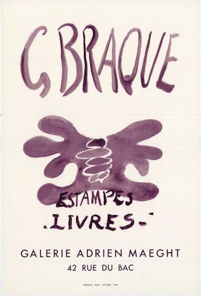Georges BRAQUE - 1958 /1960 - 2 affiches Estampes livres - Affiche française roulée...