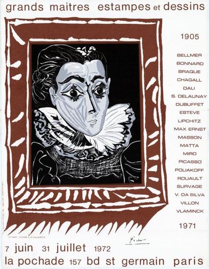 Pablo PICASSO - 1972 - 2 affiches Les Grands Maitres de l'Estampe et du Dessin -La...